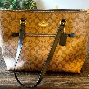 Coach F79609 Gallery Tote Coated Canvas Signature Brown
